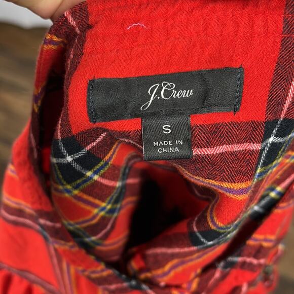 J. Crew Tartan Red Ruffle Blouse. - Picture 8 of 10